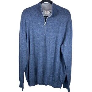 Faherty Sweater Mens XXL Blue‎ Long Sleeve Suffolk Quarter Zip cashmere blend